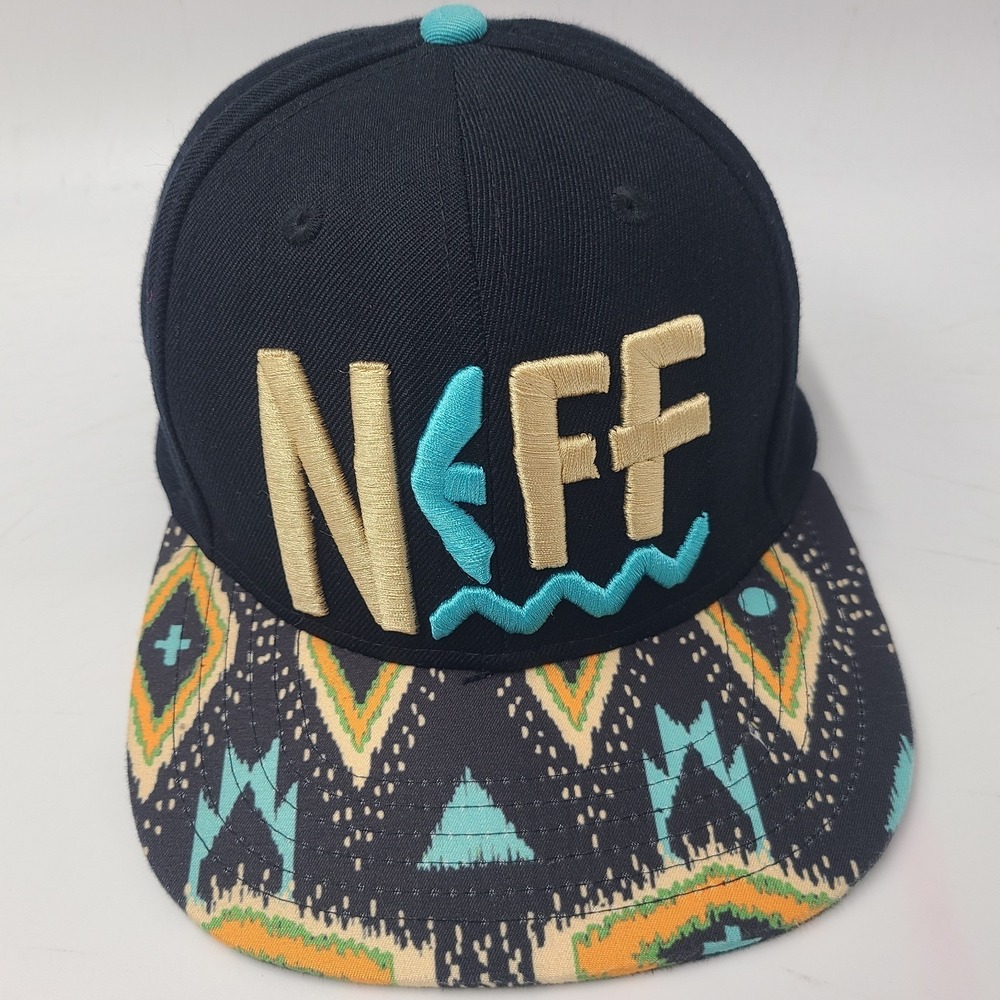 Neff Hat Snapback Black Flat Brim Skate Skateboard Surf Acrylic Blend Casual Men